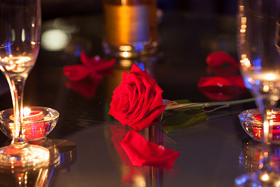 Romantic dinner setting.