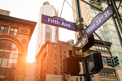 Fifth Ave and West 33rd sign in New York City