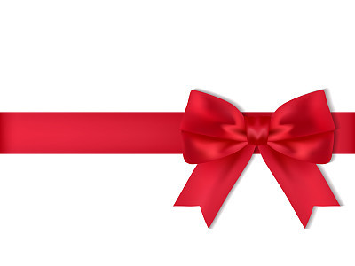 Realistic red bow with horizontal ribbon