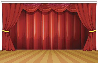Stage with red curtains