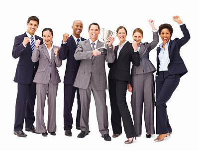 Business Team with a Trophy - Isolated