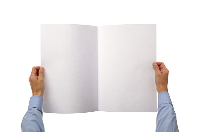 Hands holding blank newspaper