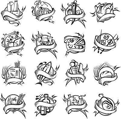 set of food banners