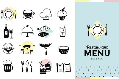 Restaurant icons and menu
