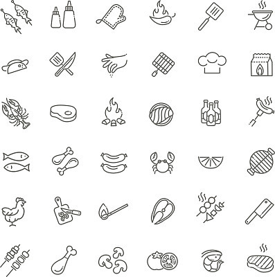 Simple Set of Barbecue Related Vector Line Icons.