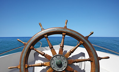 Boat helm on the sea