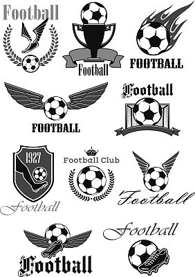 Football or soccer sport club isolated symbol set