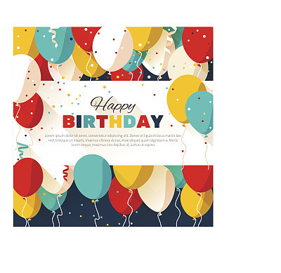 Happy Birthday greeting card in a flat style
