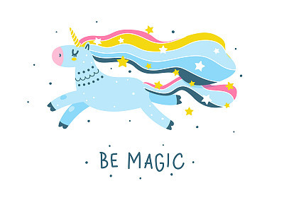 Cute cartoon unicorn for Your magic design