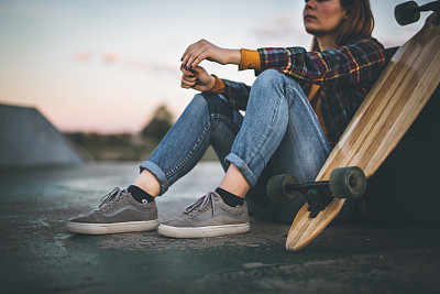 Girl with longboard