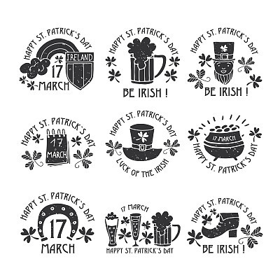stpatrick s day logos hand drawing