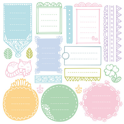 Bullet journal hand drawn vector elements