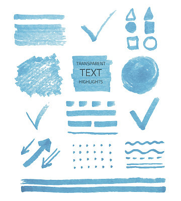 Set of highlighter marker spots and signs