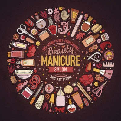 Vector set of Manicure cartoon doodle objects