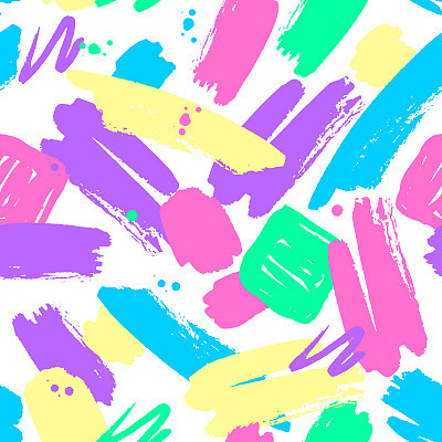 Abstract colorful brush strokes seamless pattern.
