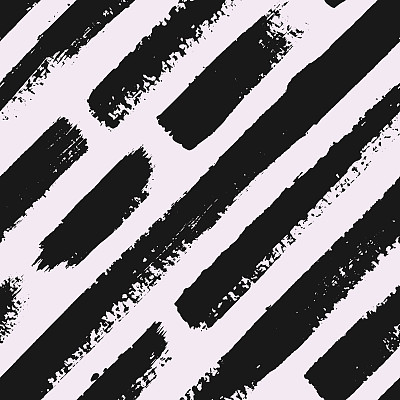 Hand drawn monochrome striped seamless pattern. Grunge diagonal dry brush strokes texture.