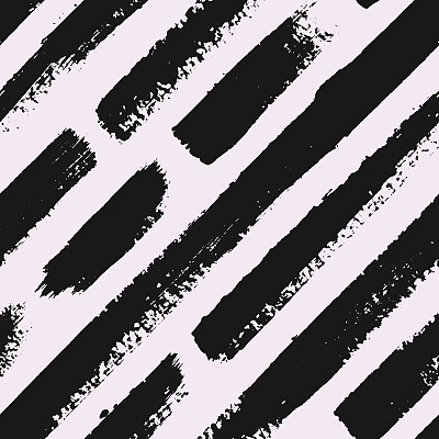 Hand drawn monochrome striped seamless pattern. Grunge diagonal dry brush strokes texture.