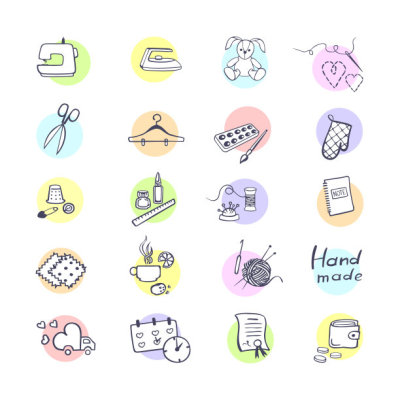 Colorful set with outline icons