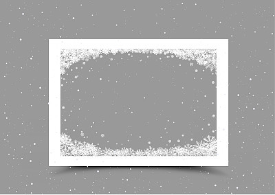 a4 paper frame with snow in corner