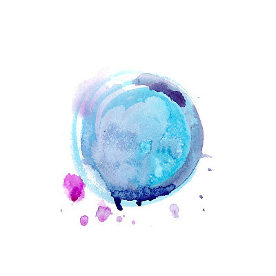 Watercolor blue splash in watercolor style on soft white background. Ink, paint, abstract. Abstract texture.