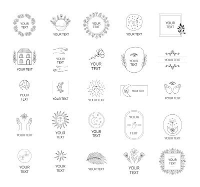 Collection of wedding branding frames and borders. Floral elegant wreaths. Vector isolated illustration.