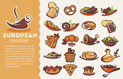 european cousine, vector collection