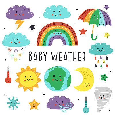 set of isolated elements of  baby weather