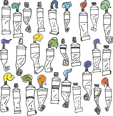 Set of tubes of oil paint