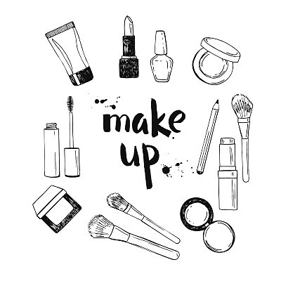 Black an dwhite make up hand drawn illustration