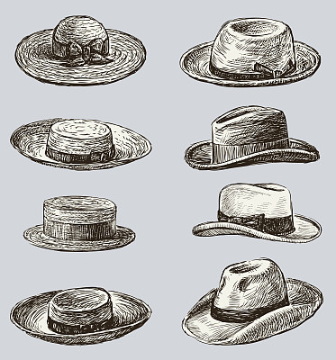 Collection of the male and female hats
