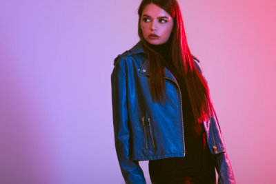 girl in leather jacket