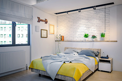 Modern bed and yellow details