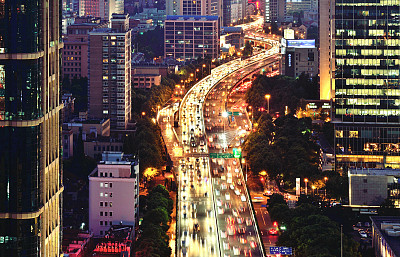 Traffic and city at night