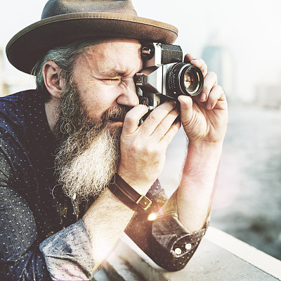 Senior Man Camera Photography Traveling Concept