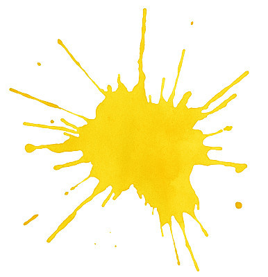 Blot of yellow water color on white background