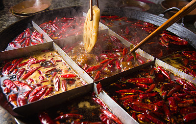 Large pot filled with hot peppers