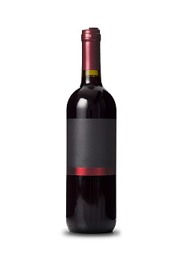 Black wine bottle on white background