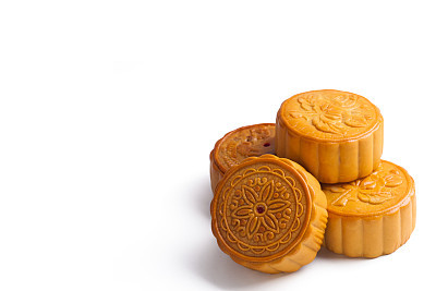 Mid-Autumn Festival mooncake isolated on white background with clipping path