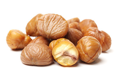 Roasted Chestnuts on white background