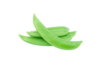 Pods of green peas isolated on the white background