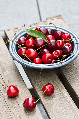 Freshly picked cherries