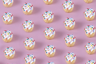 Cupcakes on pastel blush color