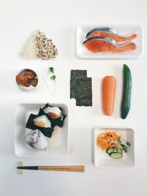 Onigiri, Japanese Rice Balls Knolling Style