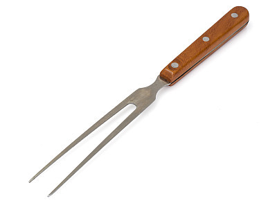 Barbeque fork with wooden handle