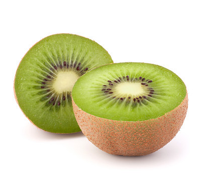Two kiwi fruit sliced halves