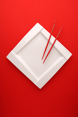 White plate with chopsticks