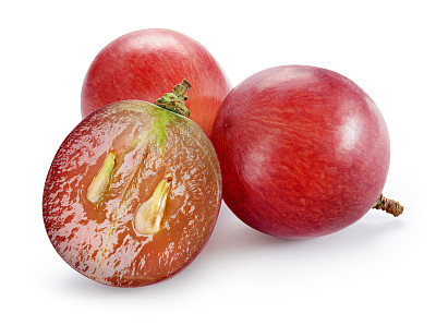 Ripe red grape with cut isolated on white. With clipping path. Full depth of field.