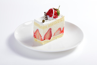 strawberry cake on white table