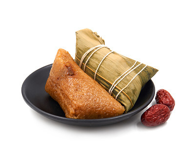 traditional wrapped rice dumplings  isolated on white background.