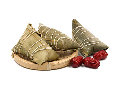 traditional wrapped rice dumplings  isolated on white background.